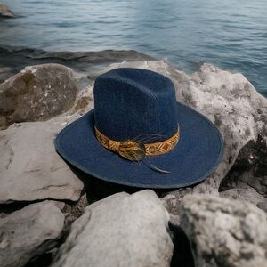 Vintage 80’s Lanning Denim Cowboy Hat | Size M  (7-7 1/8)
